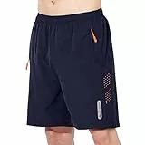 JustSun Kurze Hosen Herren Shorts Sommer Kurz Sporthose Jogginghose Herren Sport Shorts Trainingshose Laufshorts mit Reissverschluss Blau L
