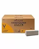 oecolife Papierhandtücher Natural, 4800 Blatt, 1-lagig, 25x23cm, V-Falz, Falthandtücher aus 100% Altpapier, hochwertige Handtücher, für Spender geeignet, weißes Handtuchpapier, Einmalhandtücher