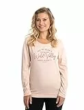 ROADSIGN australia Damen Langarmshirt mit Aufdruck auf der Vorderseite und Rundhalsausschnitt, Sweater aus 100 Prozent Baumwolle Rosa, M