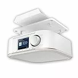 Hama Digitalradio für FM/DAB/DAB+ Empfang, DR350, unterbaufähig (Unterbau-Küchenradio, Farbdisplay, Weckfunktion, Netzbetrieb) Küche Unterbauradio, DAB-Radio, weiß/Kupfer