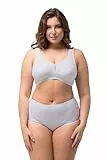 Ulla Popken Damen Entlastungs-BH, ohne Bügel, Strassanhänger, Cup C - G BRA, schneeweiß, 120C