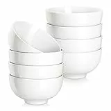 MALACASA, Serie Regular, 8-teilig Porzellan Cremeweiß Müslischalen Set, 300ml Eiscreme-Schale Mini-Suppenschüssel, Snackschale Dessertschale für Miso-Suppe, Dips und Snacks, 11,5x11,5x6,1 cm
