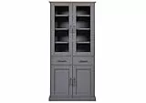 Inter Link – Vitrinenschrank – Buffet-Schrank - Geschirrschrank - Esszimmerschrank - Massivholz FSC – 4 Türen – 2 Schubladen – 3 Fachböden - Forenzo 4T2S – grau/Oak Colori