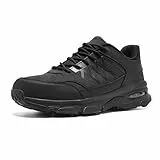 ZIGSAM Sicherheitsschuhe Herren Slip-on Arbeitsschuhe Bequem rutschfest Leicht Schutzschuhe Stahlkappenschuhe Wander Schuhe Luftkissen(45, Schwarz)