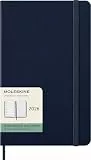 Moleskine Wochenplaner, Wochenagenda 2026 12 Monate mit Platz für Notizen, mit festem Einband und Gummibandverschluss, Großformat 13x21, Farbe Blau