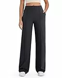 G4Free Hosen Damen Weites Bein Yogahose Sporthose Lang Hohe Taille Freizeithose Business Arbeitshose Stretch Anzughose mit Taschen Tall(Schwarz,M)