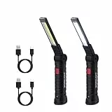 Tolesum 2 Stück LED Typ C Arbeitsleuchte Werkstattlampe,Taschenlampe Werkstatt Handlampe, Magnettaschenlampen Led COB Wiederaufladbare mit Haken für Auto Reparatur,Werkstatt,Notfall,Camping