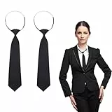 GUTERTOP 2 Stück Krawatte Schwarz Damen, Verstellbare Schwarze Krawatte, Jk-Uniform-Krawatte für Abschlussfeier Geschäftshochzeit