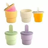 Eisformen Silikon - 4 Stück Eis am Stiel Formen - Lebensmittelqualität Eisformen für Stieleis - Ice Lolly Mold mit Sticks und Tropfschutz
