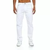JEEL Herren-Jeans - Regular-Fit Straight-Cut - Stretch - Jeans-Hose Basic Washed 08-Weiß 38W / 34L