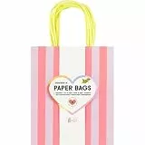 Folia 21826/8 - Paper Bags Stripes NEON M, 8 Papiertüten aus 110 g/m² FSC-Mix Papier in 4 Farben, ca. 18 x 21 x 8 cm, zum Basteln, Verzieren und Verschenken