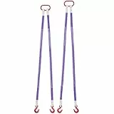 VEVOR Hebegurte, 2 Stück zweibeinige Polyester-Zaumschlinge mit Haken, 2 T, 1,5 m Langer Hochleistungs-Takelagegurt, verdickte & verschleißfeste Gurtschlingen für Motoren, Kräne, Hebezeuge, LKW