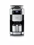SEVERIN Filterkaffeemaschine mit Edelstahl-Mahlwerk und Thermokanne, feinste Mahlung und individuell auswählbarer Mahlgrad, 1000 W, für bis zu 8 Tassen / ca. 1 Liter, Schwarz, KA 4814