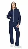 THE PEOPLE REP. Damen Jogginganzug/Set aus Kapuzenpullover mit Reißerschluß und weiter Jogginghose, Dunkelblau, Gr. L