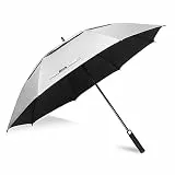 ZOMAKE 68 Inch Golf Regenschirm Sonnenschutz für UV,XXL Großer Winddicht Regenschirm Groß Upf 50 + Selbst öffnend Belüftet,Große Größe Golfschirm Sturmfest für Sonne und Regen(Silber Schwarz)