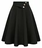 Belle Poque Damen Party Rock mit Knöpfen - High Waist Slim Fit Flowy Rock Schwarz BP0758-01 M
