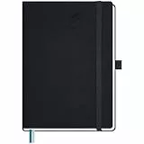 BEZEND Kalender 2026 Buchkalender A5 1 Woche 2 Seiten | Terminplaner 2026 Wochenplaner mit 100 g/m² Papier & Monats-Register | Planer & Terminkalender mit PU-Leder Hardcover - Schwarz