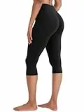 ZAAYO Leggings Damen 3/4 Invisible Scrunch Butt Capri Leggings Nahtlose Hohe Taille Caprihose Damen Sommer Sport Yoga Gym Legging 7/8 Sporthose Schwarz L