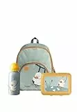 Sterntaler Kindergarten Set Ente Edda – Unisex Set mit Enten-Motiv – Enthält Kinderrucksack, Brotdose und Trinkflasche – Farbe Steingrün