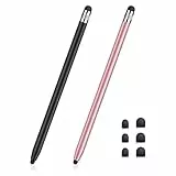 Tablet Stift MEKO 2 Pack Touchscreen Stift 2 in 1 Gummi Stylus Touch Pen für alle Handys/Tablets Switch, iPhone i-Pad Air/Pro/Mini, Samsung, Huawei, Xiaomi usw. Schwarz+Rose Gold