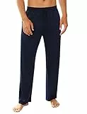 Marvmys Schlafanzughose Herren Lang Baumwolle Einfarbige Pyjamahose Schlafhose Haushose Freizeithose Yogahose mit Gürtel und Taschen