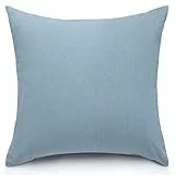 ATsense 2er Set Kissenbezug 40x40 cm - 100% Gewaschene Baumwolle, Hellblau Kopfkissenbezug mit Reißverschluss, Oeko-TEX Zertifiziert Weich, Nicht Lleicht Verformbar