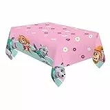 Procos 90278 - Tischdecke Paw Patrol, Skye & Everest, Größe 120 x 180 cm, Tischtuch aus Plastik, Helden auf vier Pfoten, Hunde, Party, Tischdekoration, abwischbar, Rosa, Grün