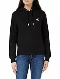 Calvin Klein Jeans Damen Sweatshirt Ck Embroidery mit Kapuze, Schwarz (Ck Black), L