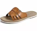 ONCAI Slides Sandalen Damen, Flache für Damen 2025 Modische Sommer Strand rutschfesten Gummisohlen Sandalen Beige Größe 39