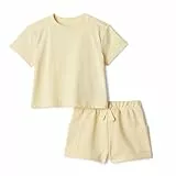Amazon Essentials x Sofia Grainge Jungen Spielset aus T-Shirt und Shorts, 2er-Pack, Hellbronze, 3 Jahre