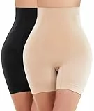 SIMIYA Bauchweg Unterhose Damen Hohe Taille Bauch Weg Shapewear Miederhose mit Bein Shaping Unterhose stark formend Miederpant Nahtlose(Schwarz+Beige,XL)