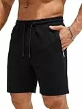 COMEOR Shorts Herren mit Reißverschluss - Baumwolle Kurze Hosen, Sporthose Kurz Männer Bermuda Jogginghose, Laufshorts Sommer Trainingshose (Schwarz, M)