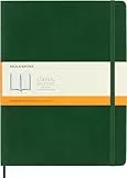 Moleskine Klassisches Notizbuch, Punktierter Notizblock mit weichem Einband und elastischem Verschluss, XL-Format 19 x 25 cm, Farbe Myrtegrün, 192 Seiten