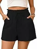 StylSense Kurze Hose Damen Sommer Leinen Musselin Bermuda Shorts Baumwolle High Waist Damen-Shorts mit Tunnelzug und Taschen