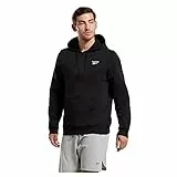 Reebok Herren Kapuzenpullover mit Logo auf der linken Brust, Schwarz, L, Schwarz, L
