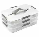 ilauke 3 Etagen Aufbewahrungsbox mit Deckel,Plastik Schreibwaren Organizer Box mit Griffen,Stapelbar Sortierboxen Schmuckkästchen für von Nähfäden, Schreibwaren,Spulen, Perlen, Schmuck-30.5X22X12CM