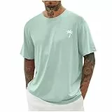 KOG T-Shirts für Herren Sommer Shirt Kurzarm Shirts Grafik Wandershirt Leicht Baumwolle Oberteile Männer Sweatshirt Vintage Bekleidung Teenager 2025 T Shirt Grün 5XL