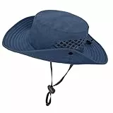 lifwimner Sonnenhutt Herren, Fischerhut Sommerhut Wanderhut Damen mit Breite Krempe Kinnband Wasserdicht Bucket Hat Anglerhut Buschhüte für Outdoor Garten Safari Sommer(Marineblau)