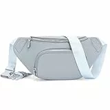 Glintify kleine Bauchtasche Damen Graublau klein umhängetasche Damen Handtasche klein Crossbody Bag gürteltasche Veganes Leder Brusttasche hüfttasche