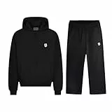 Trainingsanzug Herren Baumwolle Jogginganzug Zip Hoodie und Baggy Jogginghose Set 2 Teiler Tracksuit Herbst Winter Warm Sportanzug Freizeitanzug Jogging Anzug Streetwear Hausanzug Unisex Sport Set