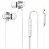 Lamkrtlp Kopfhörer mit Kabel, Kopfhörer mit Mikrofon und Lautstärkeregler, 3.5mm In-Ear Ohrhörer Kompatibel für Android Smartphone Laptop MP3 Players (Weiß /)