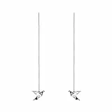 Sterling Silber 925 Origami Papier Kranich Ohrhänger Ohrringe Zirkonia Viel Glück Niedlich Quaste Einfädler lange Kette Ohrstecker Hypoallergen für Frauen Mädchen