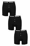 GLENMUIR Herren 3er Pack William Boxershorts aus Baumwolle – Mit Knopfleiste, Weiche & Atmungsaktive Unterwäsche im Klassischen Stil, Bequemer Sitz, Größen S–XL Schwarz XXL