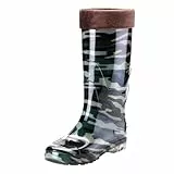 Generisch Regenstiefel Herren Gefüttert Stiefel mit Hohem Schaft, Outdoor Casual Regenschuhe Wasserdicht Rain Boots Gartenstiefel Gummistiefeletten Wasserdichter und Rutschfest Angelstiefel aus Gummi