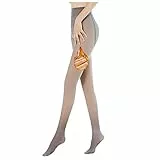 Kukeyiee Thermostrumpfhosen für Damen Fleece Strumpfhose Winter Gefälschte Durchscheinend Plüschstrümpfe Pantyhose blickdicht Wärmende Leggings(90g für 15~25℃,1pc Grau Durchsichtig)