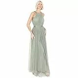 Anaya with Love Damen Ladies Maxi Dress for Women Halter Neck Long Sleeveless Belt A Line Evening Gown Ball Prom Wedding Guest Bridesmaid Kleid, Forest Green, 38 EU