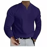 TIMELYE Oversized Tshirt Herren Kapuzenpullover Herren mit Schnüren Gummizug Oberteile V Ausschnitt Schlichtes Langärmlig Blusen Herren Tailliert Y2k Work