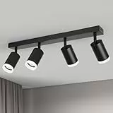 FORCOSO Deckenstrahler Schwenkbar 350°, 4 Flammig Deckenlampe Schwarz Spotlight, GU10 Spots Deckenleuchte, Blendfrei Strahler Innen Lampe Decke, Wohnzimmer Küche Deckenspots Wandstrahler
