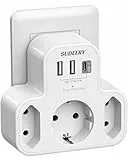 Doppelstecker für Steckdose, 3 Fach Mehrfachsteckdose Ohne Kabel mit 1 Typ-C und 2 USB Steckdosenadapter, 6 in 1 Steckdosenleiste für Schlafzimmer und Büro, Weiß