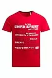 Camp David Herren T-Shirt Rundhals mit Logo Artwork Bright Red, 4XL